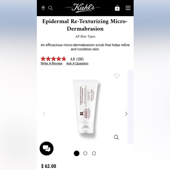 Brand New Kiehls Epidermal Re-Texturizing Micro-Dermabrasion $70 with tax - Picture 2 of 2